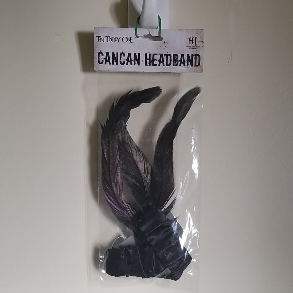 Flapper Can Can Black Feather Headband